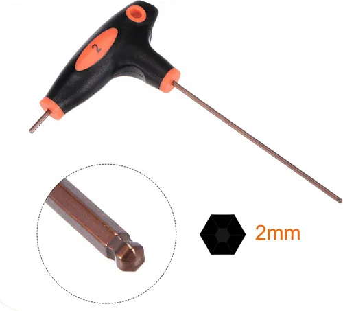Vista 3 de uxcell Llave inglesa con mango en T de llave hexagonal de extremo de bola de 0.079 in, acero métrico S2