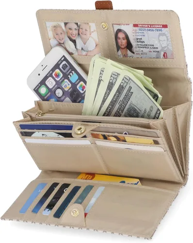 Vista 2 de Mundi - Cartera File Master con bloqueo RFID para mujer, con bolsillo para cambio