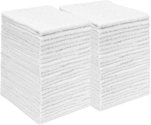 Vista 7 de S&T INC. Toallas de limpieza multiusos de rizo de algodón para el hogar, automóvil, automóvil y garaje, 14 x 17 pulgadas, color blanco, paquete de 24