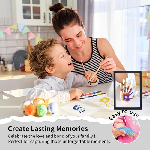 Vista 6 de CHERRY CHEERS Kit de huellas de manos familiares, marco de madera de recuerdo para manualidades, juego de regalo sin fin, pinturas no tóxicas, hojas