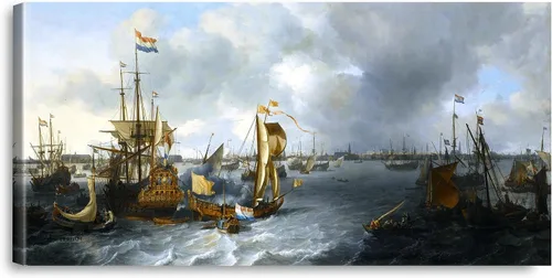 Vista 15 de A&T ARTWORK A Brisk Breeze por Willem van de velde Reproducciones de pintura de velero, impresiones en lienzo giclée para decoración del hogar, 20 x