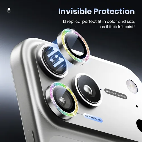 Vista 4 de Hoerrye Protector de lente de cámara para iPhone 17 Pro Max/17 Pro – [Vidrio templado superior 9H+ – 12 pies de grado militar] Protector de pantalla