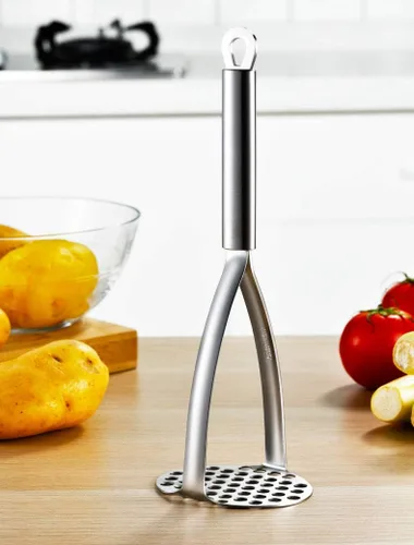 Vista 3 de Triturador de patatas, acero inoxidable resistente para cocina de acero, puré de papas, verduras y frutas.