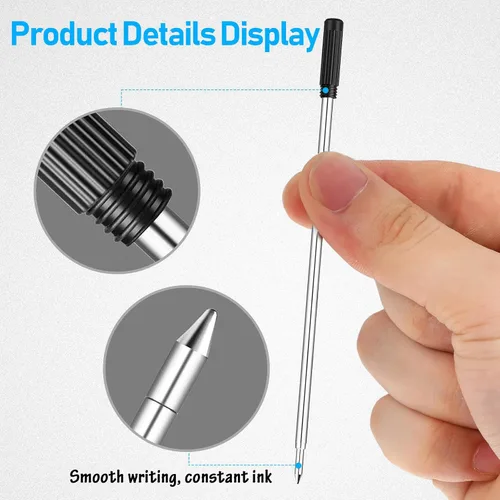 Vista 7 de 200pcs Ballpoint Pen Refills Black Ink Medium Point Metal Replacement Compatible with Cross Pens for Smooth Writing Office and Classroom Use