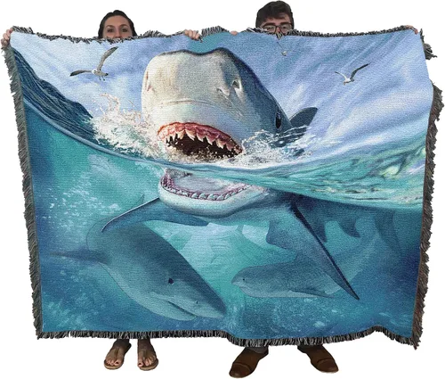 Vista 15 de Pure Country Weavers JL Moby Dick Cobija por Jerry LoFaro - Tapiz clásico de regalo de ballena oceánica tejida de algodón, fabricada en los Estados