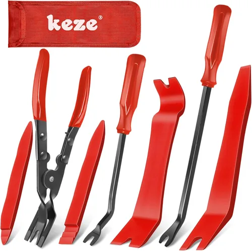 Vista 9 de Keze 7 Piezas Herramienta de Palanca de Extracción de Molduras de Plástico Automotrices y Kit de Alicates Extractores de Clips para Extracción