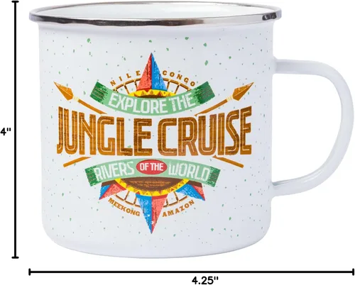 Vista 6 de Silver Buffalo Disney Jungle Cruise Explore Logo - Taza esmaltada para caravana, 21 onzas