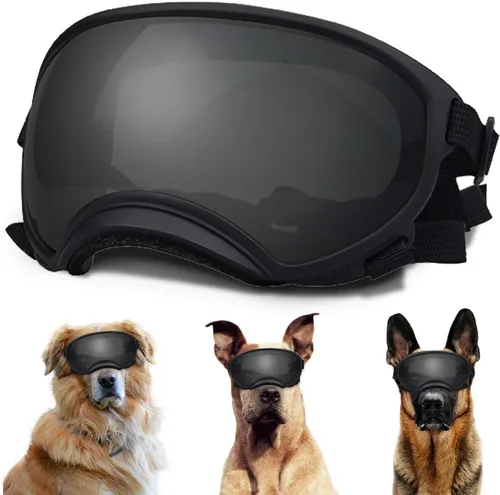 Vista 8 de Gafas de sol para perros medianos con correa ajustable, protección UV, gafas de sol para cachorros a prueba de viento, adecuadas para mascotas