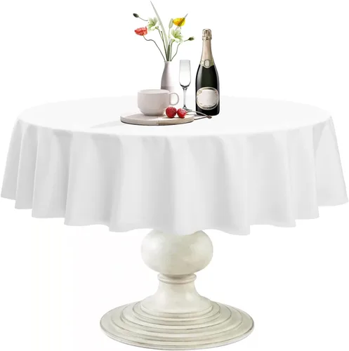 Vista 22 de Softalker Mantel Redondo, Impermeable y Resistente a las Manchas, Mantel de Tela Sin Arrugas, Lavable, Poliéster de 210GSM, Cubierta de Mesa