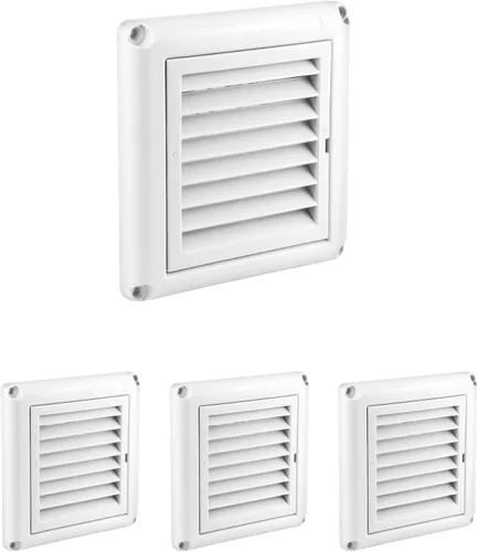 Vista 8 de QWORK Cubierta de ventilación con rejillas de 4 pulgadas, 4 fundas para cubiertas de aire de escape de ventilación de secadora al aire libre (blanco)