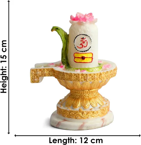 Vista 4 de SATVIK Resina Señor Shiva Shivling Estatua hecha a mano Linga Lingam Mahadev Shivling con Shesnag, Abhishek Patra Shivling Idol Showpiece Hindú