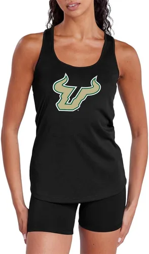 Vista 261 de Camiseta deportiva sin mangas oficial de NCAA Collegiate para mujer, con espalda cruzada, colección con logotipo primario
