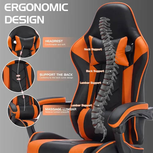 Vista 5 de Gaming Chair, Home Office Computer Chair, Ergonomic Executive Swivel Rolling Chair with Footrest Comfortable Headrest and Lumbar Support for Back