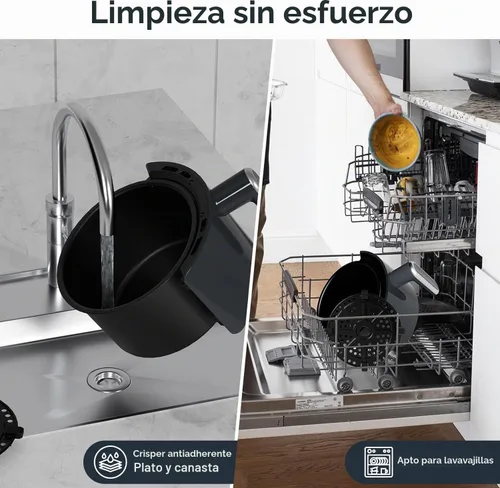 Vista 6 de Kitchen Elite® Freidora de aire compacta, freidora de aire digital pequeña 7 en 1, más del 90% menos aceite, cesta antiadherente y apta
