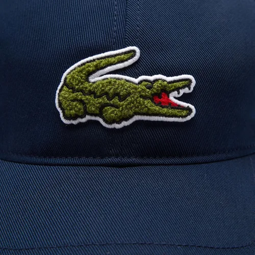 Vista 4 de Lacoste Gorra unisex de sarga de algodón con diseño de cocodrilo, talla única, azul marino