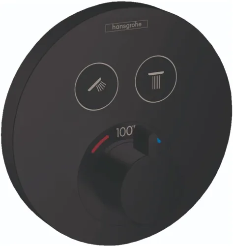Vista 4 de hansgrohe ShowerSelect S 15743341 - Válvula de ducha termostática moderna con control de temperatura y desviador en cromo negro cepillado