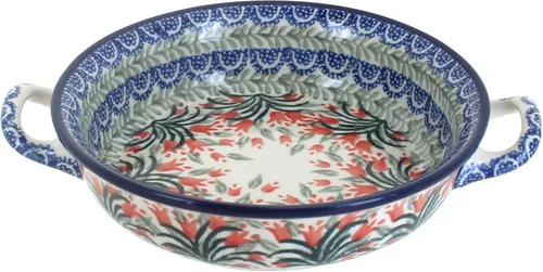 Vista 5 de Blue Rose Polish Pottery - Mini cazuela Bluebird con asas, 6.75 pulgadas de diámetro, utensilios para hornear únicos, aptos para lavavajillas