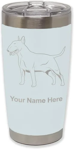 Vista 10 de LaserGram Vaso aislado al vacío de 20 onzas, perro Bull Terrier, grabado personalizado incluido (negro) Engraved Gift for Dog Lovers, Vacuum