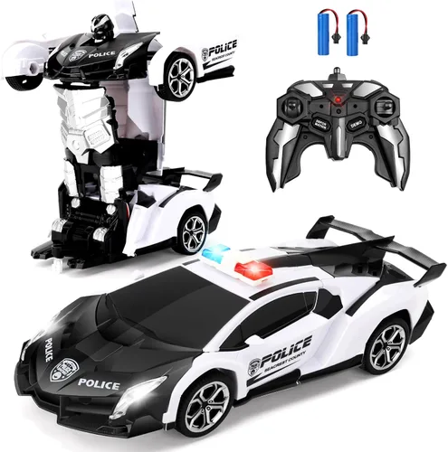 Vista 10 de Blackma Carro a Control Remoto – Transformar, Deformación con Un Botón y Deriva Giratoria de 360°, Carro RC Robot Transformable con Luz LED, Regalos