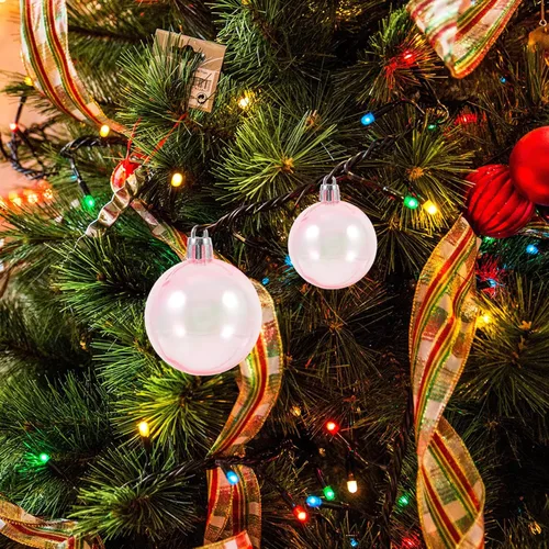 Vista 2 de Garneck Adornos de bolas de Navidad iridiscentes, rellenables, 40 bombillas de Navidad inastillables, bolas decorativas de plástico para decoración