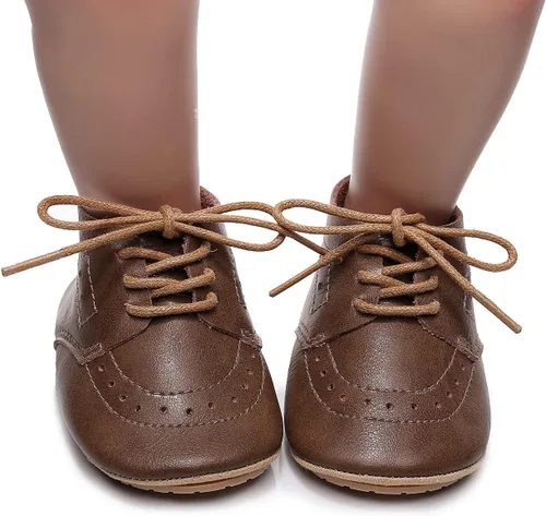Vista 4 de Mocasines de cuero para bebés, niños y niñas, cómodos zapatos de vestir Oxford, zapatos de boda, zapatos para primeros pasadores, zapatos de cuna