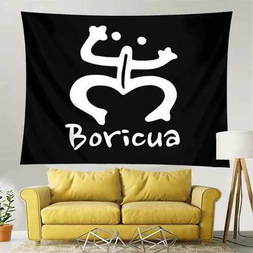 Vista 6 de Kizon Tapiz para colgar en la pared de la bandera de Puerto Rico Boricua para sala de estar, dormitorio, 60 x 40 pulgadas