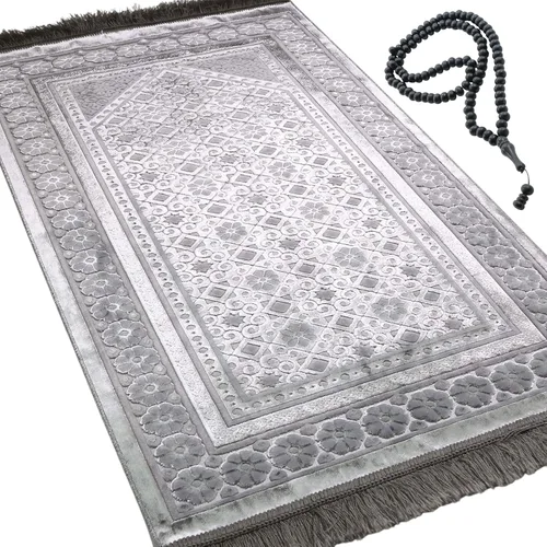 Vista 15 de Modefa Alfombra de Oración de Terciopelo – Alfombra Turca de Felpa Suave Janamaz Sajada Carpet para Hombres y Mujeres - Tapete de Oración Liso