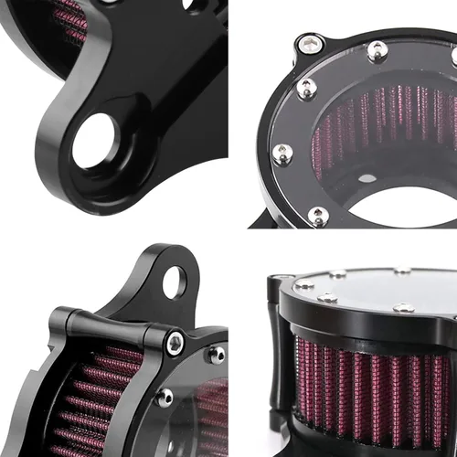 Vista 6 de Sporacingrts Filtro de aire para motocicleta CNC limpiador de aire negro Filtro de entrada Compatible con Sportster Police XL883P