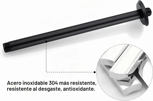 Vista 5 de Brazo de ducha de 12 pulgadas y brida negro mate, brazo de ducha montado en el techo para cabezal de ducha de lluvia