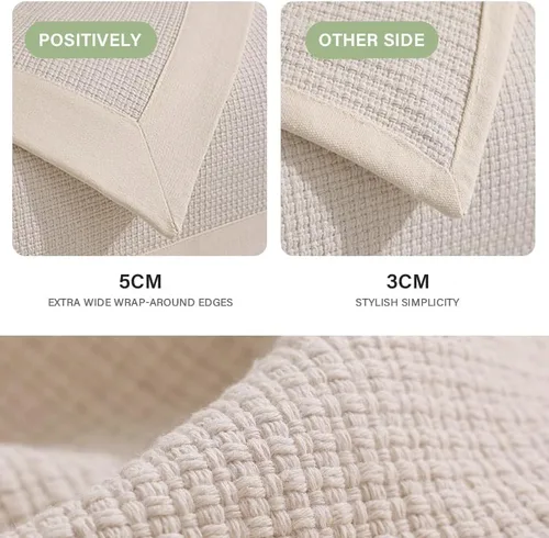 Vista 5 de Funda de sofá de lino de algodón, moderna, simple, de doble cara, reversible, funda para sofá modular, protector de muebles para sofá de 3 cojines