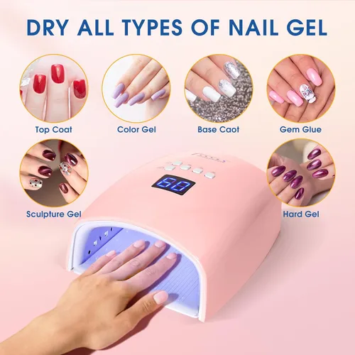 Vista 6 de Lámpara de uñas inalámbrica, recargable de 48 W, lámpara de uñas LED UV, lámpara de uñas de gel UV, secadora de uñas con sensor automático, lámpara