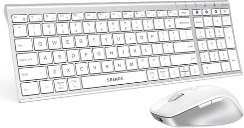 Vista 8 de seenda COE401 - Combo de teclado inalámbrico Bluetooth, teclado silencioso recargable compacto delgado, conexión de 3 dispositivos múltiples
