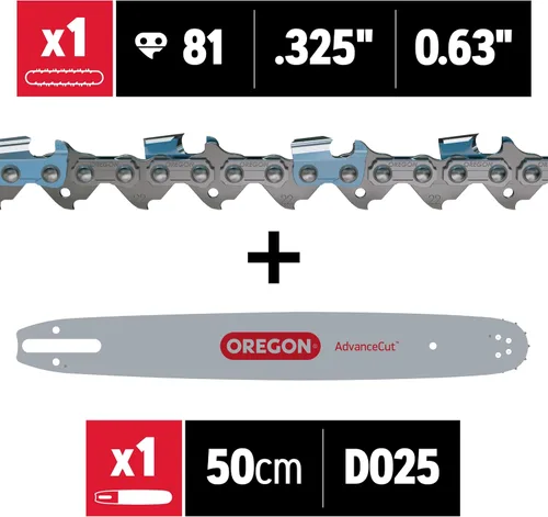Vista 2 de Oregon - Combo de cadena de barra y motosierra de 20 pulgadas, calibre .325 pulgadas, calibre .063 pulgadas, 81 eslabones de transmisión