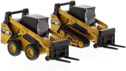 Vista 2 de Diecast Masters Cargador de minicargadora Caterpillar 272D2 a escala 1:64 y accesorios de fijación de riel compacto 297D2, equipo de construcción