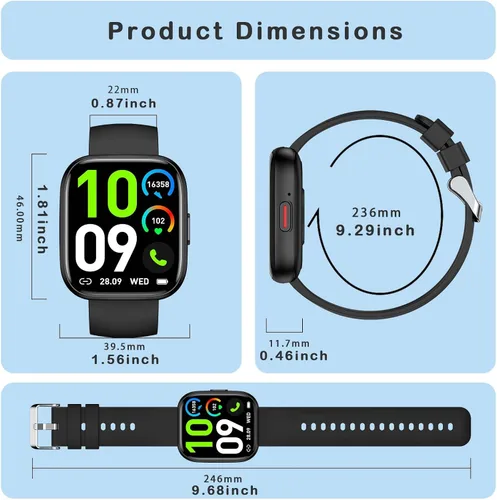 Vista 8 de Relojes inteligentes para hombres y mujeres, contestar/hacer llamadas, reloj de fitness de 1.85 pulgadas con más de 120 modos deportivos, frecuencia
