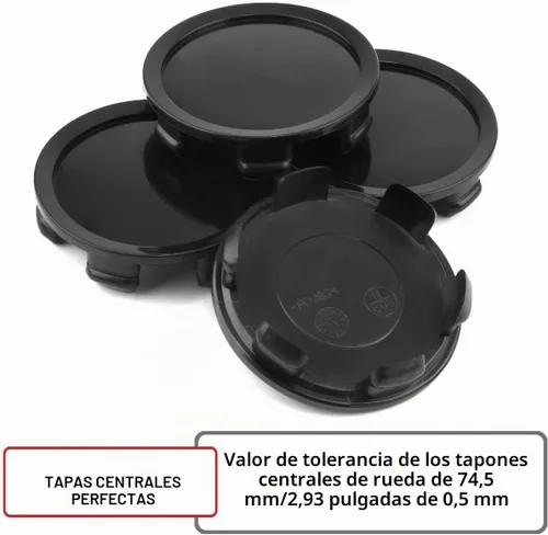 Vista 5 de RTRHINOTUNING 4 unidades de tapas centrales de rueda de 75 mm Compatibles con llanta OZ Racing Superforgiata S2000 ap2v2 #M608 M242 81310409 Negro
