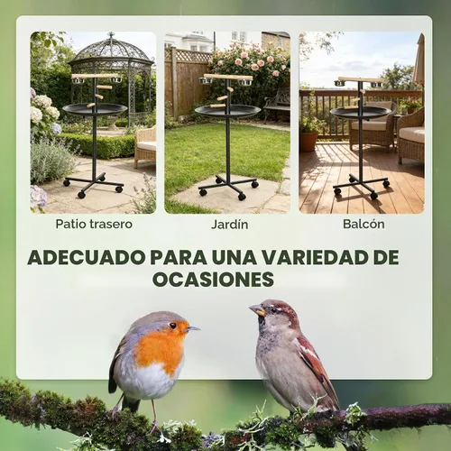 Vista 3 de PawHut Soporte de juego para pájaros, perca portátil para loros