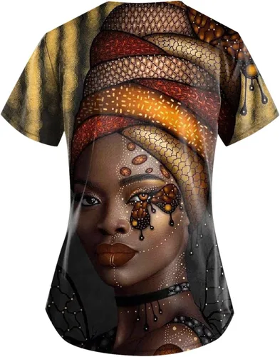 Vista 2 de Ropa de verano para mujer, manga corta, cuello en V, estampado de Pascua, bolsillo
