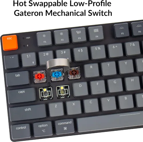 Vista 4 de Keychron K1 SE teclado mecánico inalámbrico ultra delgado con cable BluetoothUSB con retroiluminación LED blanca interruptor mecánico marrón Gateron