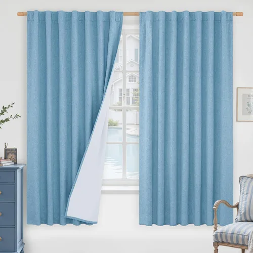 Vista 184 de LAMIT Cortinas opacas cortas de lino de 30 pulgadas para ventanas de cocina sobre el fregadero, cortinas de café texturizadas de lino marfil