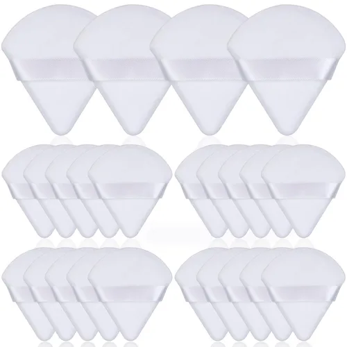 Vista 9 de Thrilez 20 piezas Borlas de Polvo Triangulares, Borlas de Polvo Suelto Borlas de Maquillaje para Polvo Facial, Borla de Polvo Fijador