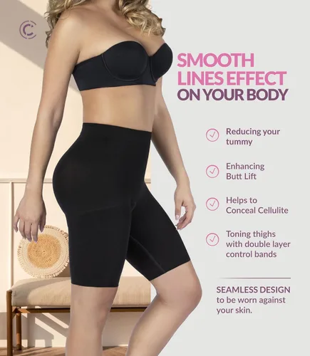 Vista 3 de CURVEEZ Pantalones cortos de compresión para mujer, Faja para mujer, compresión moderada
