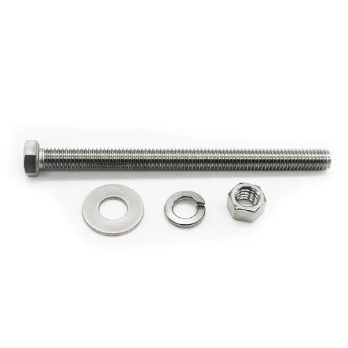 Vista 3 de Tornillos de cabeza hexagonal de acero inoxidable 3/8-16x4, tuercas, arandelas planas y de bloqueo, 18-8 (304) S/S, totalmente roscados por perno