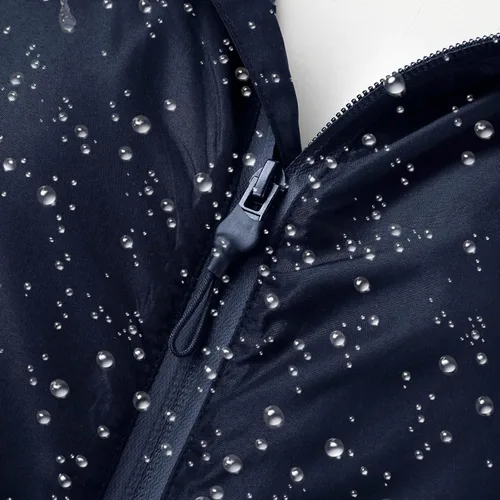 Vista 4 de Chaqueta de lluvia ligera con capucha para mujer, cremallera completa, resistente al viento, cálida, impermeable, rompevientos, deportiva, abrigo