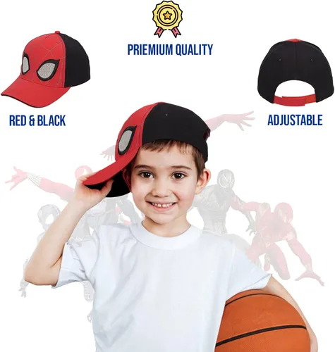Vista 2 de Marvel Spiderman Hat for Boys, Breathable Spiderman Baseball Cap for Toddlers, Boys Ages 3-9