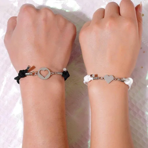Vista 8 de 1 paquete de pulseras para parejas para mujeres y hombres, atracción de corazón y amor, pulsera a juego, regalos para novio, novia, mejor amigo