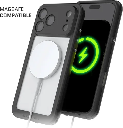 Vista 28 de Ghostek NAUTICAL funda delgada para iPhone 14 Plus a prueba de golpes impermeable con protector de pantalla y imán MagSafe con carga inalámbrica