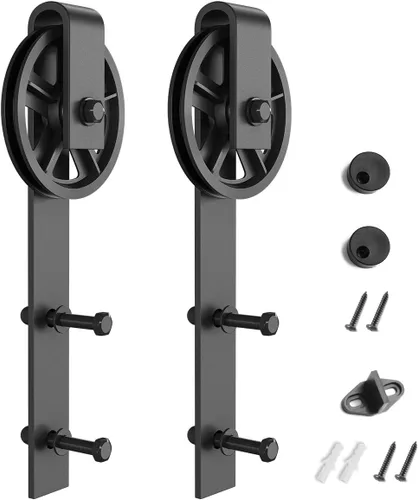Vista 7 de SMARTSTANDARD Perchas corredizas para puerta de granero, 2 piezas (negro) (perchas en forma de I)