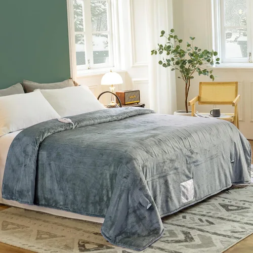 Vista 19 de JET'S HOME Manta térmica de 50 x 60 pulgadas, manta eléctrica de franela con certificación ETL, lavable a máquina, con 9 niveles de calefacción, 10