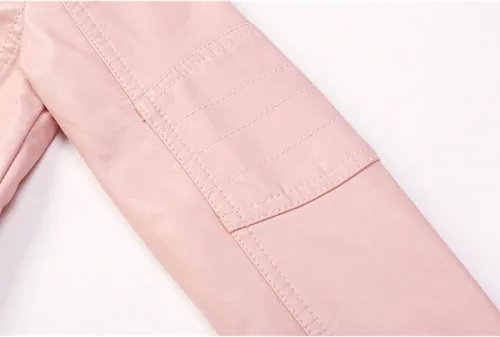 Vista 5 de Evelin LEE Niños Niñas Cuero PU Manga Larga Stand Collar Moto Chaqueta Casual Zip Up Outwear Abrigo